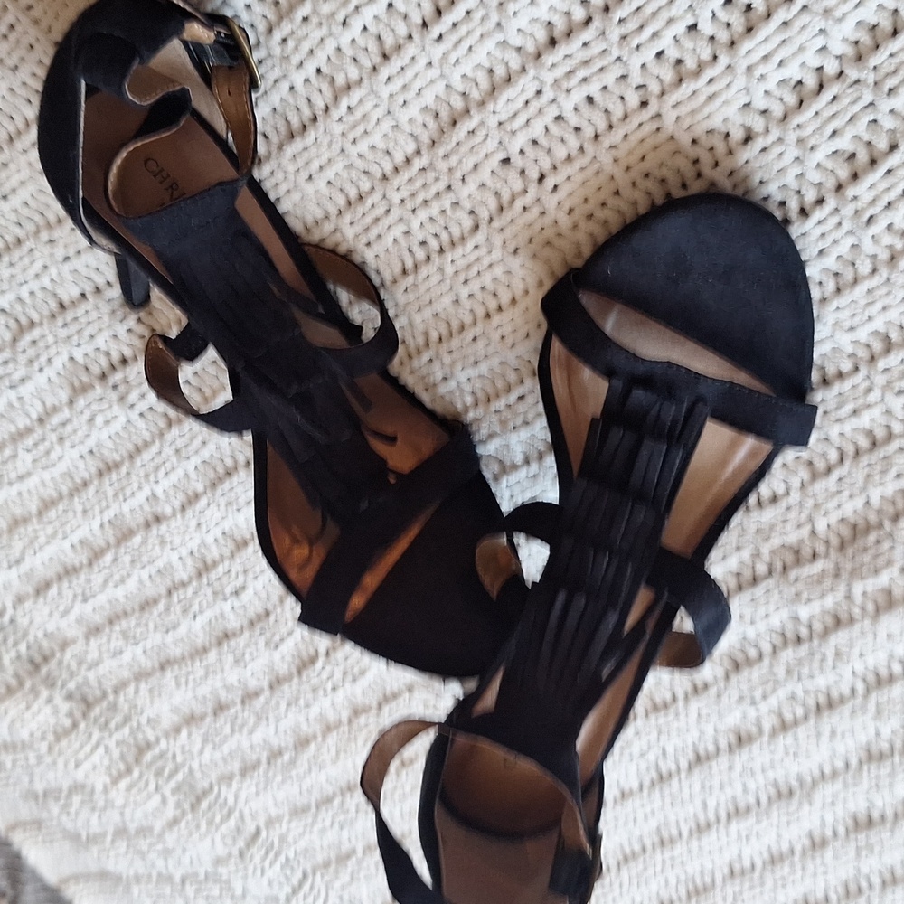 Christian Siriano Black Fringe Heels Size 7.5 NWOT - Picture 7 of 11